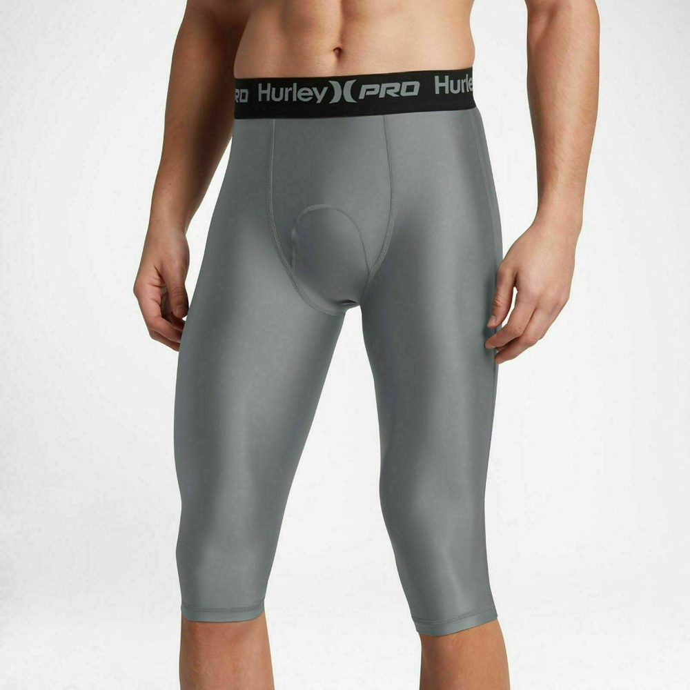 Hurley Pro 23” Compression Surf Tights Shorts Grey Mens Size M 50+‎ UPF JJF
